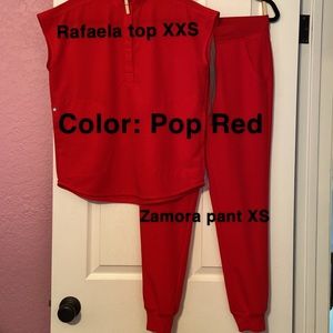 Figs POP RED scrub set